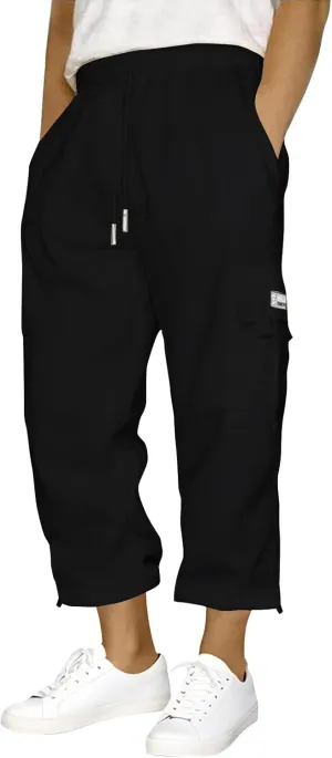 Men's Jogging Cargo Pants Wide Elastic Waist Pants with Multi-Pocket Fit Drawstring Casual Trousers