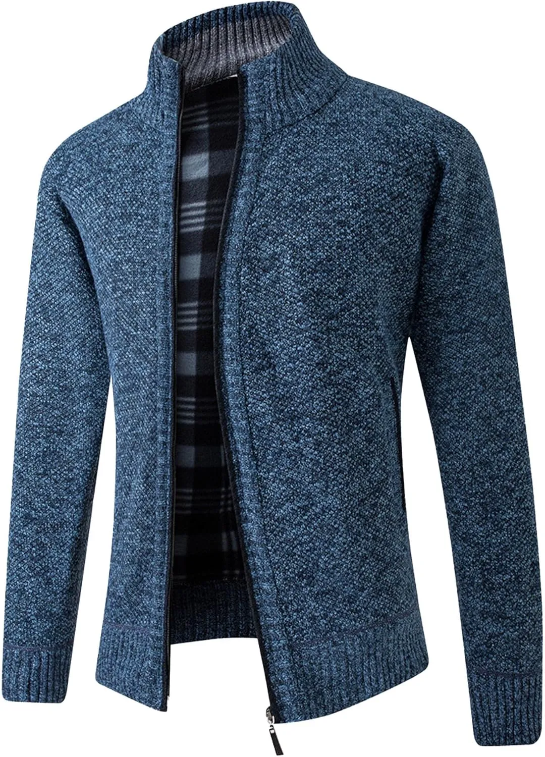 Men's Knitted Jacket Man Slim Fit Full Zip Sweater Male Soft Flannel Lining Thicken Warm Cardigan