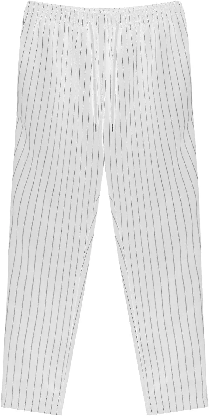 Mens Lightweight Casual Pants Striped Tight Stretch Quick Drying Outdoor Street Trousers Drawstring High Waisted Tapered Pant