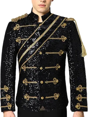 Mens Sequins Blazer Luxury Jacket Costumes Nightclub Bar Dress