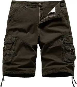 Mens Shorts 7 Inch Cargo, Men's Athletic Gym Shorts Loose Comfort Stretch Straight Leg Chino Shorts Pants