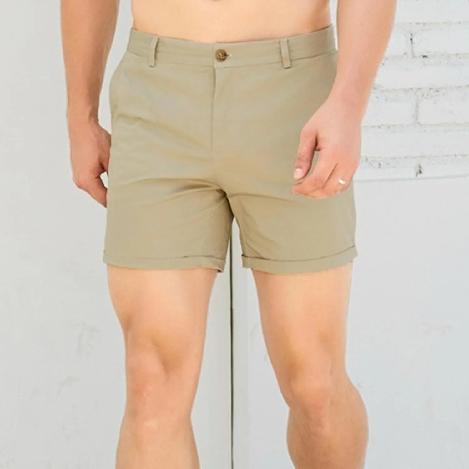 Men's Slim-Fit 5" Flat-Front Comfort Stretch Chino Lightweight Short with Pockets Summer Casual Shorts for Men