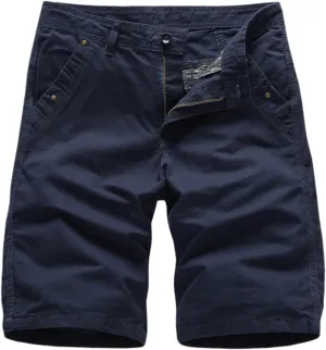 Men's Stretch Chino Short Slim Fit Flat Front Shorts Summer Cotton Casual Shorts with Pockets