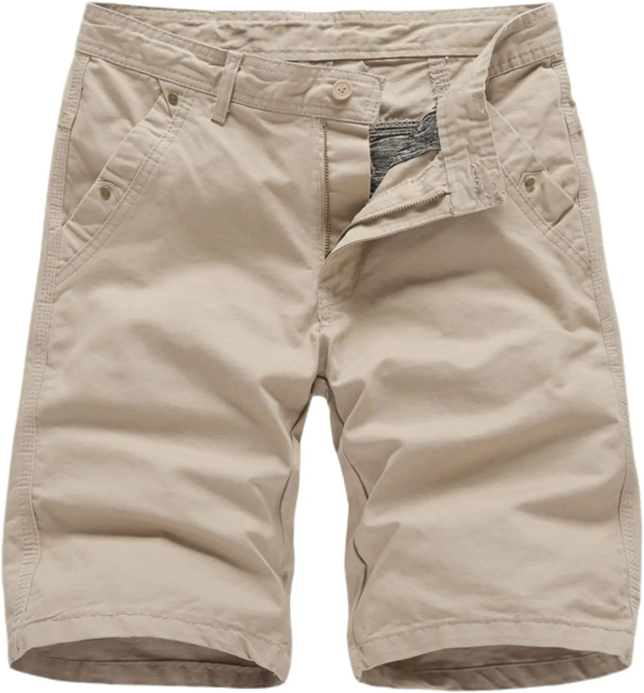 Men's Stretch Chino Short Slim Fit Flat Front Shorts Summer Cotton Casual Shorts with Pockets