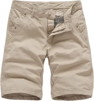 Men's Stretch Chino Short Slim Fit Flat Front Shorts Summer Cotton Casual Shorts with Pockets