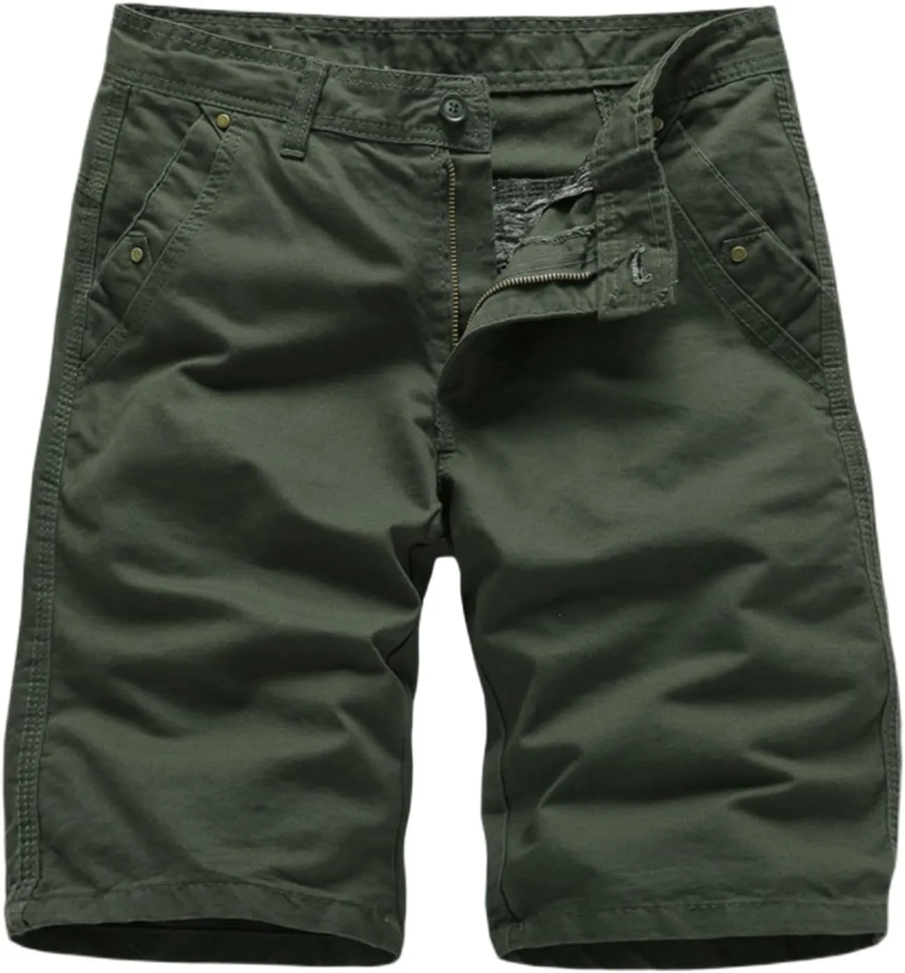 Men's Stretch Chino Short Slim Fit Flat Front Shorts Summer Cotton Casual Shorts with Pockets
