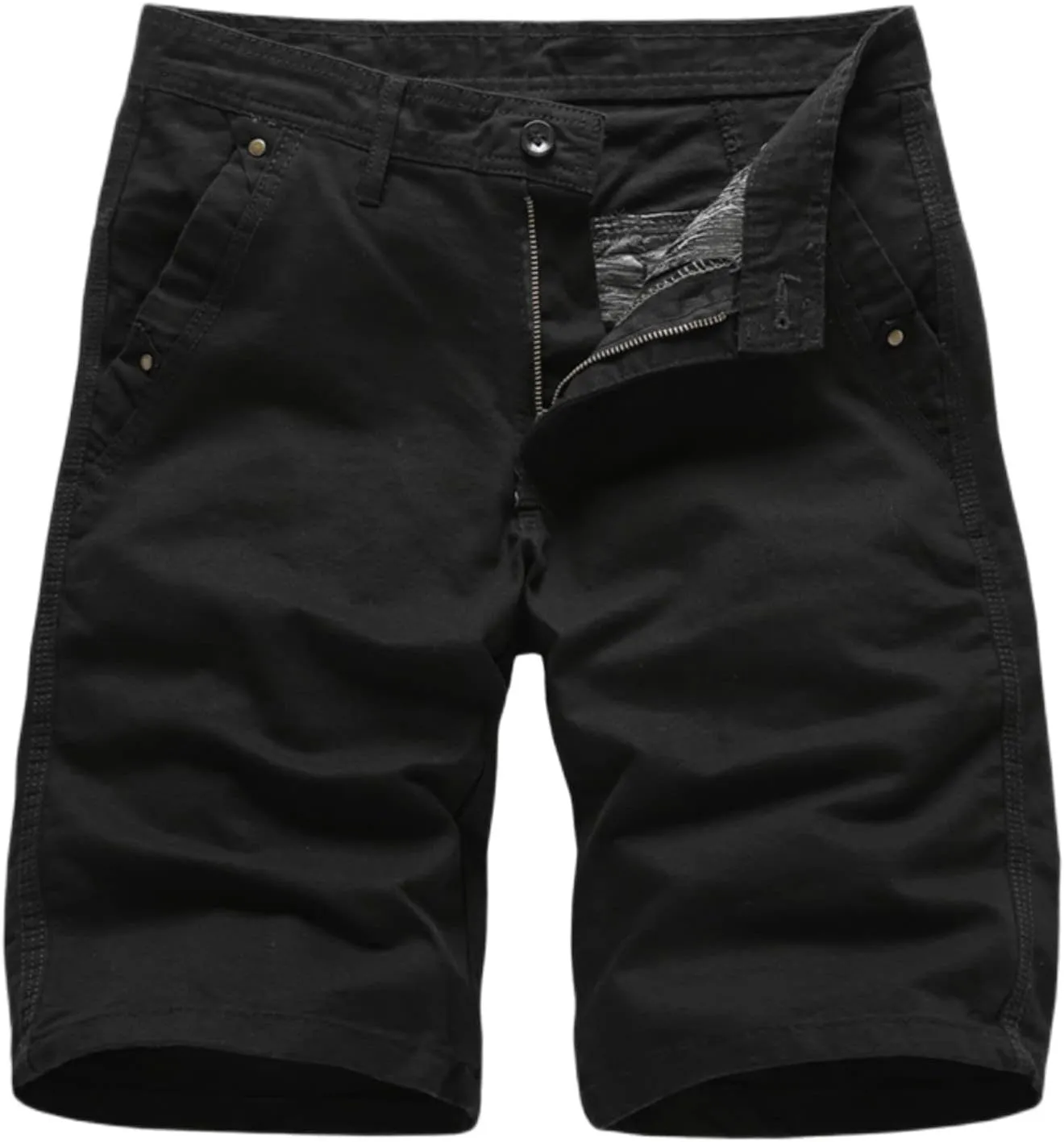 Men's Stretch Chino Short Slim Fit Flat Front Shorts Summer Cotton Casual Shorts with Pockets