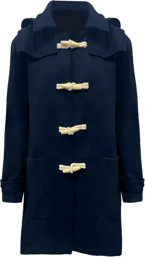 Mens Trench Coat with Hood Single Breasted Casual Business Cardigan Coats Walking Toggle Duffle Hoodie