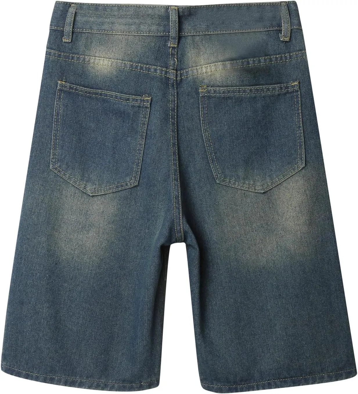 Men's Wide Leg Y2K Hip Hop Mid Jean Shorts Work Denim Shorts with Pockets Aesthetic Pants Streetwear Clothes