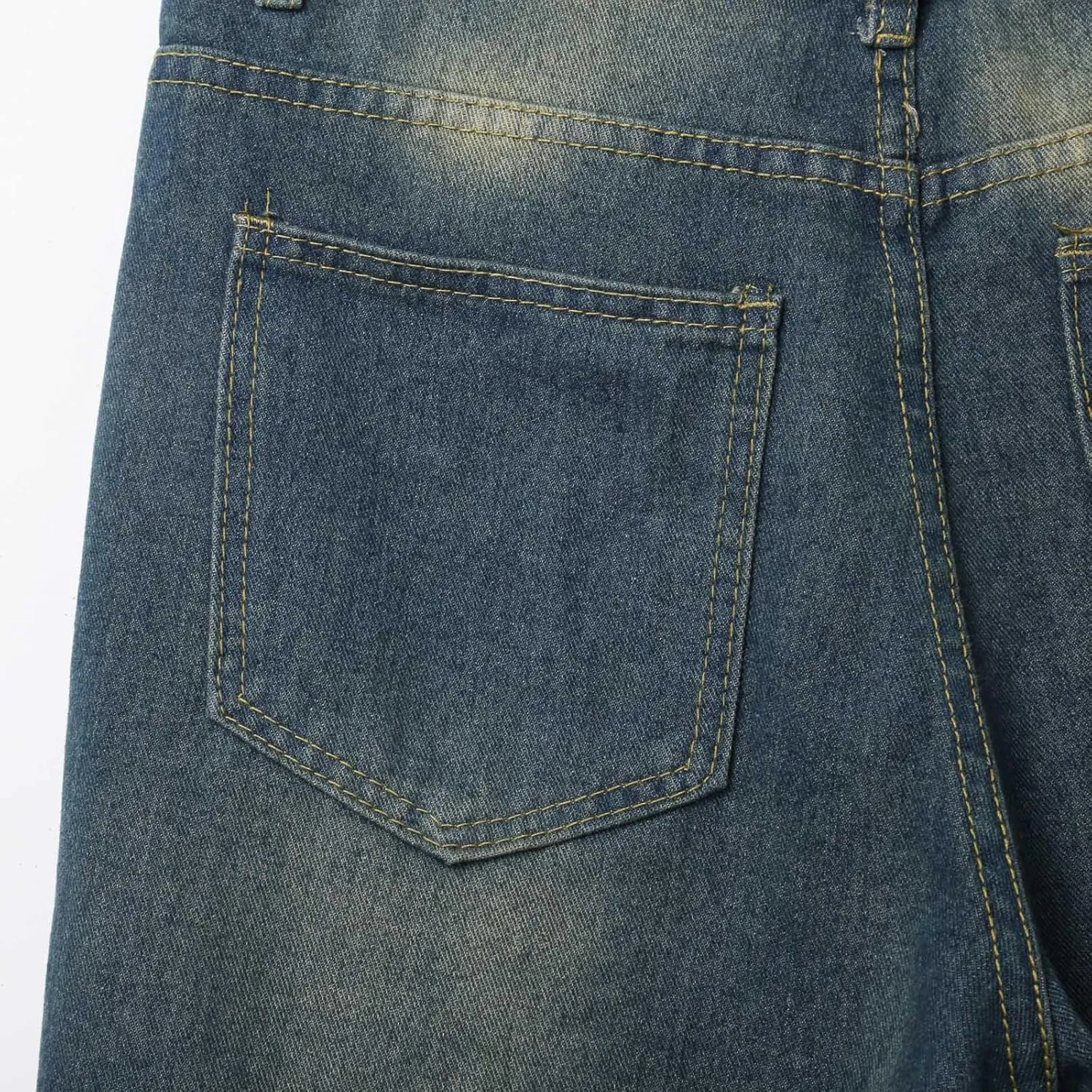 Men's Wide Leg Y2K Hip Hop Mid Jean Shorts Work Denim Shorts with Pockets Aesthetic Pants Streetwear Clothes