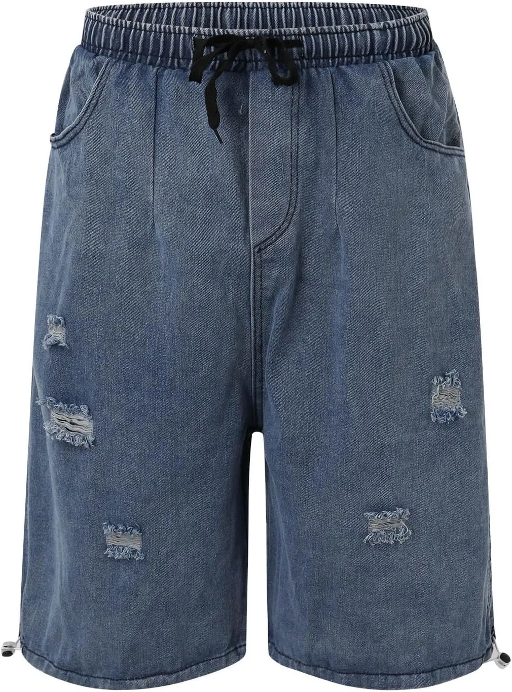 Men's Wide Leg Y2K Hip Hop Mid Jean Shorts Work Denim Shorts with Pockets Aesthetic Pants Streetwear Clothes