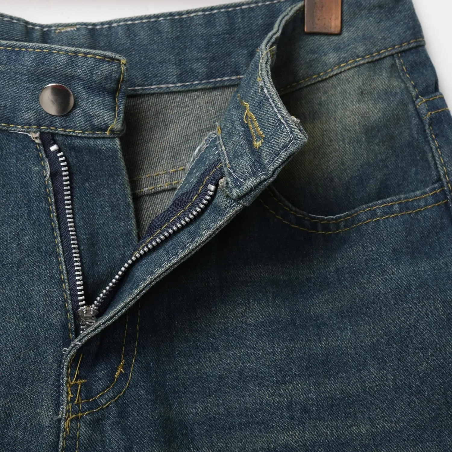 Men's Wide Leg Y2K Hip Hop Mid Jean Shorts Work Denim Shorts with Pockets Aesthetic Pants Streetwear Clothes