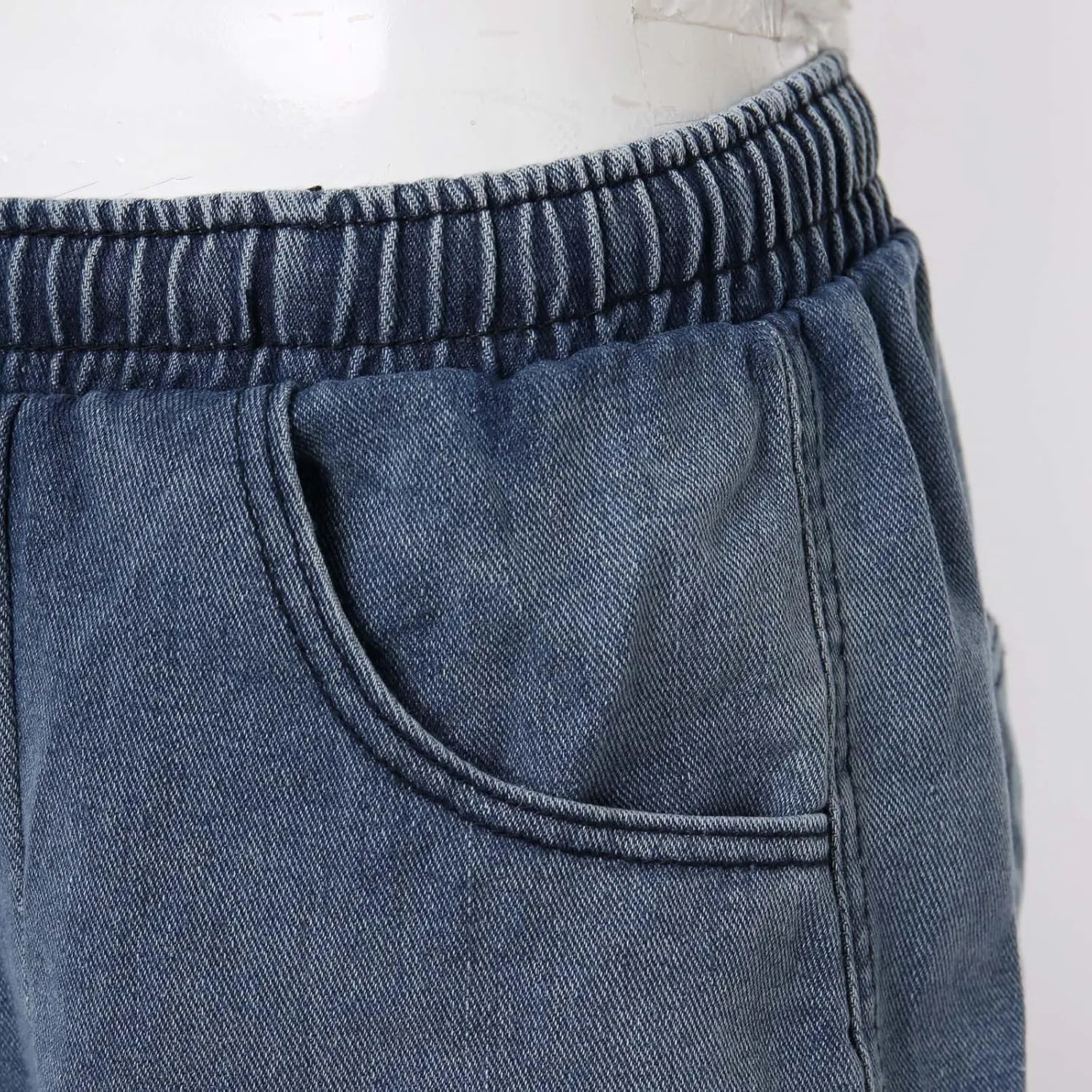 Men's Wide Leg Y2K Hip Hop Mid Jean Shorts Work Denim Shorts with Pockets Aesthetic Pants Streetwear Clothes