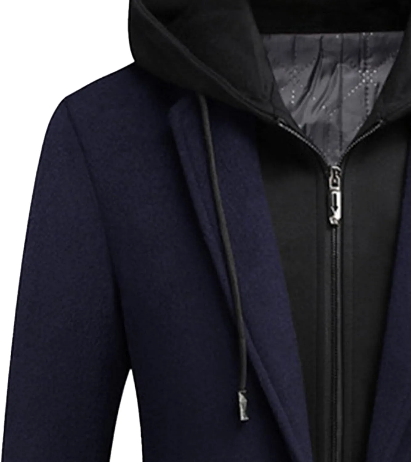 Men's Wool Hooded Overcoat Casual Single Breasted Business Male Coat Classic Long Sleeve Trench Overcoats