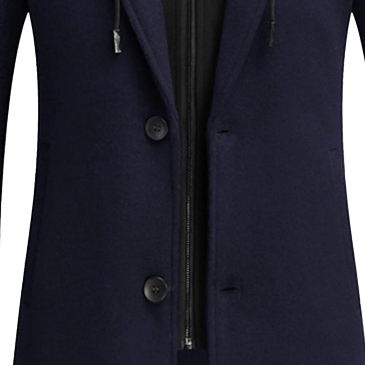 Men's Wool Hooded Overcoat Casual Single Breasted Business Male Coat Classic Long Sleeve Trench Overcoats