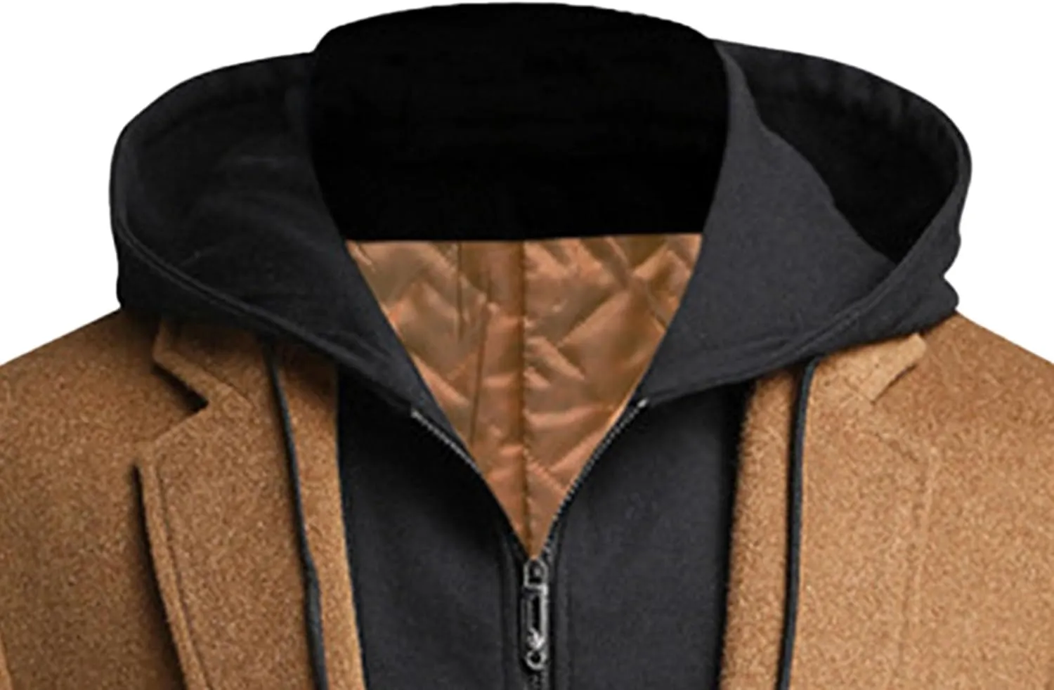 Men's Wool Hooded Overcoat Casual Single Breasted Business Male Coat Classic Long Sleeve Trench Overcoats