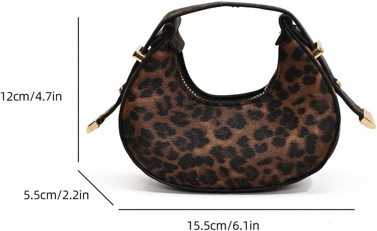 Milumia Women's Leopard Print Hobo Leather Clutch Purse Top Handle Mini Handbags