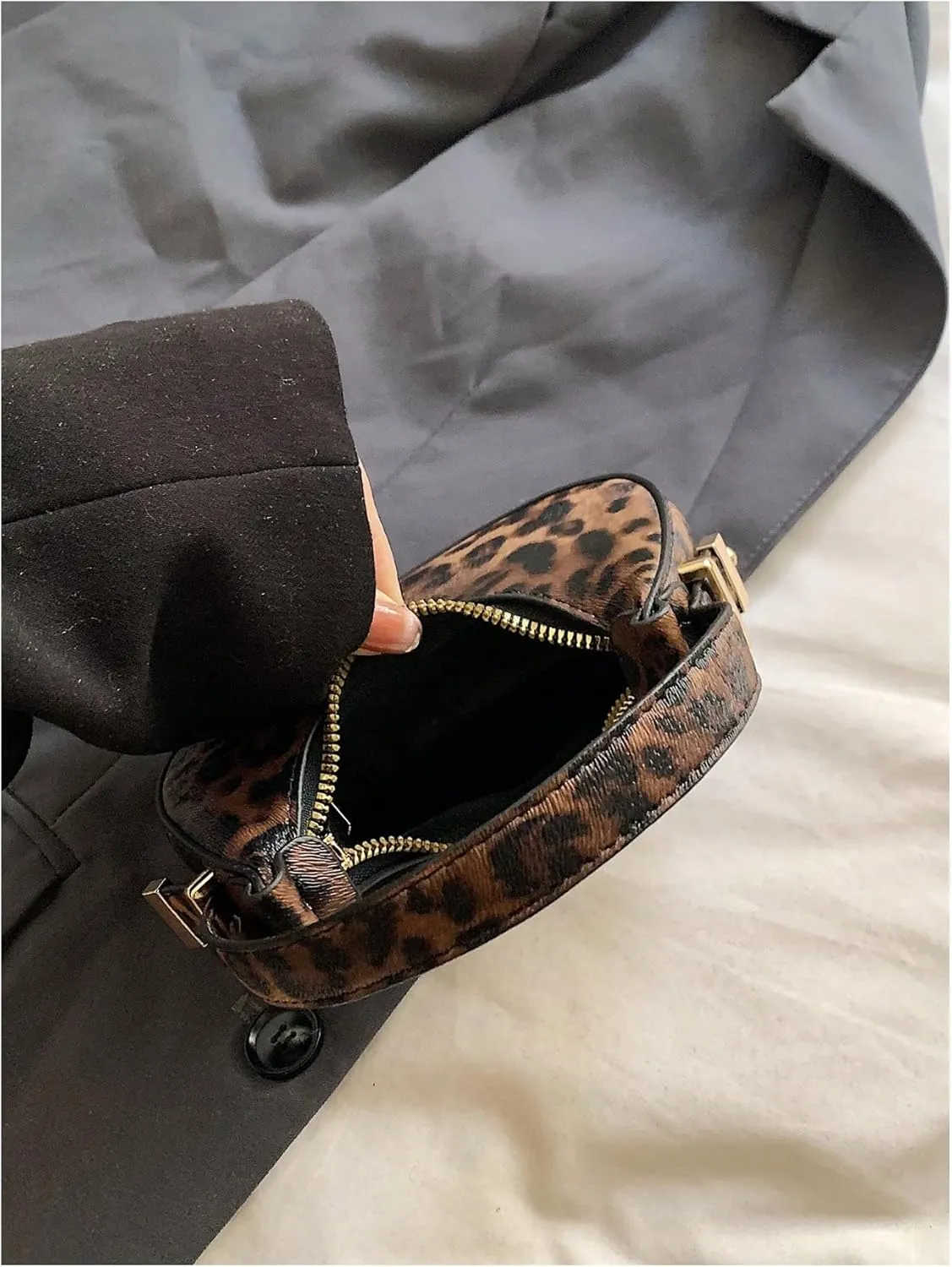 Milumia Women's Leopard Print Hobo Leather Clutch Purse Top Handle Mini Handbags