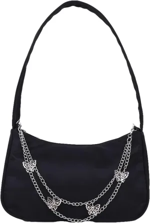Milumia Women's Y2K Chain Linked Shoulder Handbags Party Top Handle Hobo Bags
