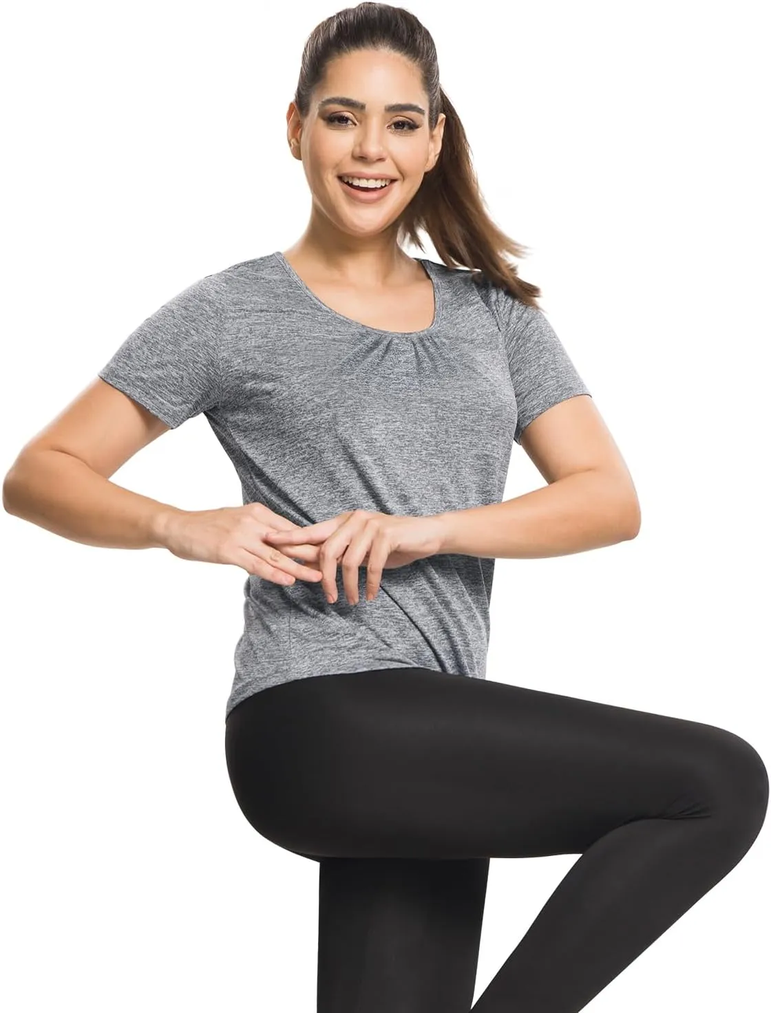 MISS FORTUNE Active Wear Yoga Top Cool Dry Workout Shirt Exercise Clothes