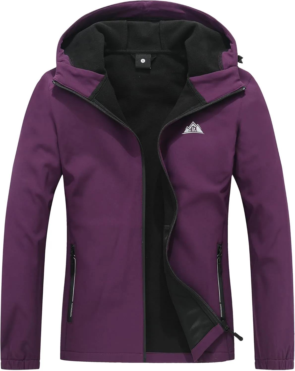 MOERDENG Women's Waterproof Softshell Jacket with Hood Fleece Lined Winter Jacket Insulated Windbreaker Hiking Jacket