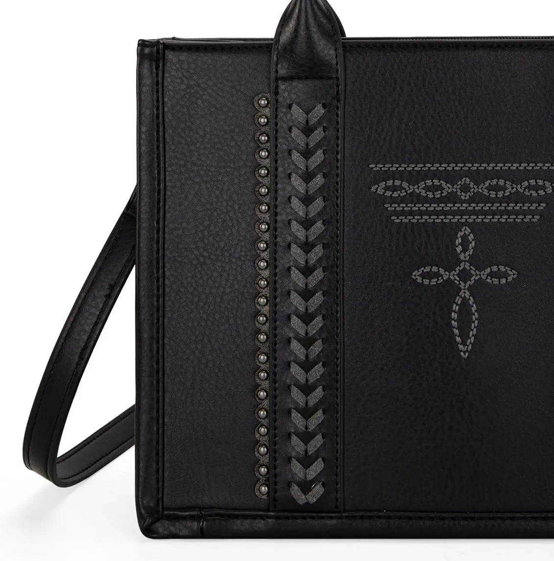 Montana West Longhorn Whipstitch Western Top Handle Tote Bag with Card Wallet Set