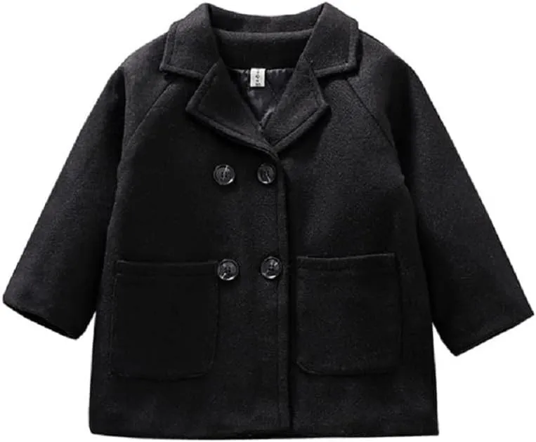 MoZiKQin Toddler Baby Boys Girls Wool Coat Winter Warm Double Breasted Trench Coat Kids Jacket Outwear Clothes