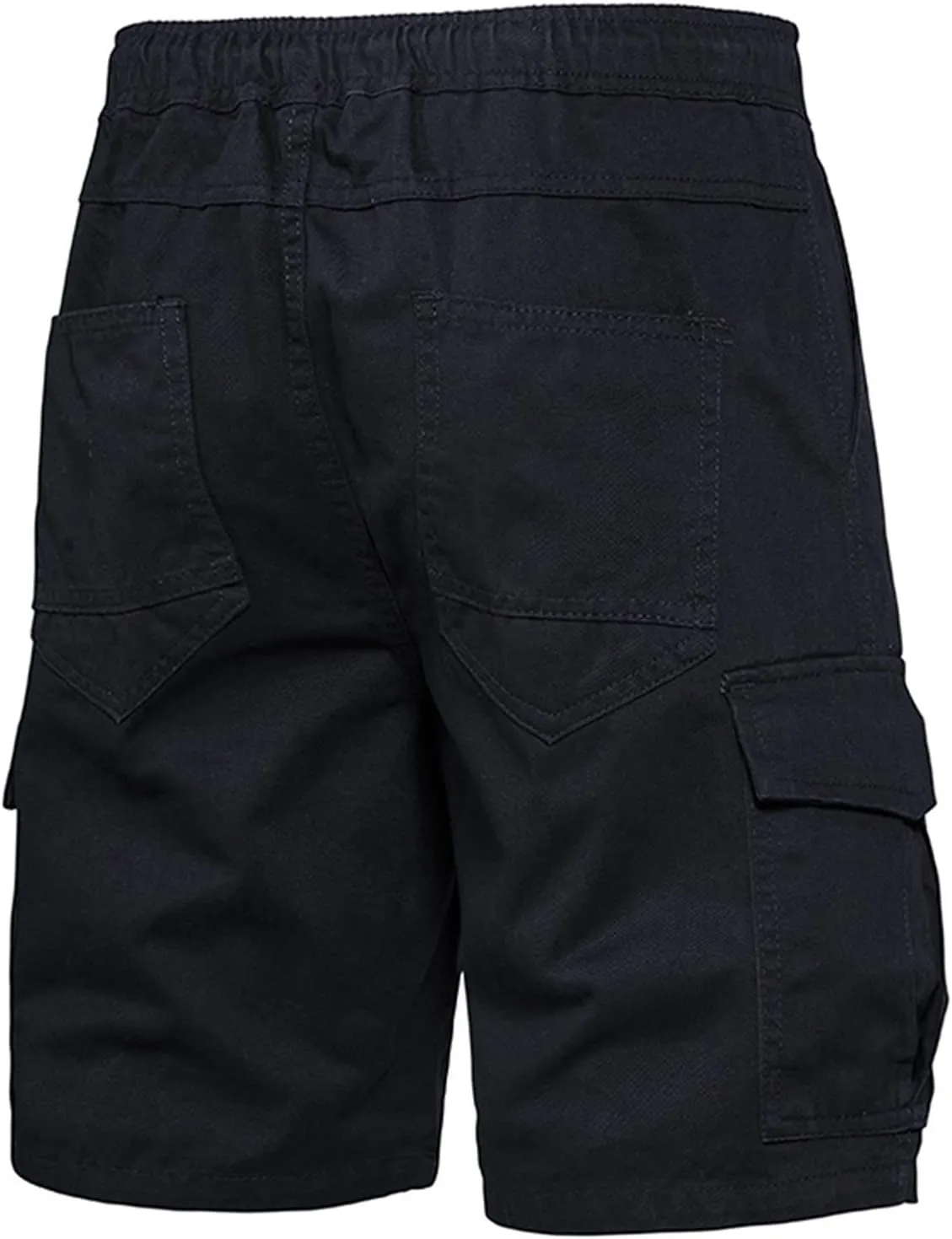 Muscularfit Mens Workout Shorts Regular Fit Drawstring Elastic Waist Tooling Shorts Cotton Multi Pockets Solid Cargo Shorts