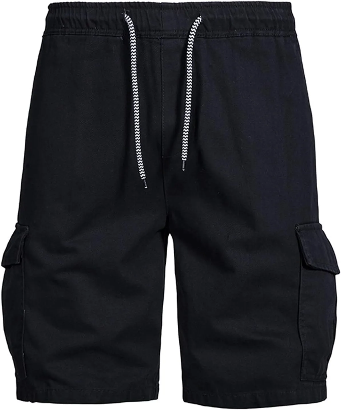 Muscularfit Mens Workout Shorts Regular Fit Drawstring Elastic Waist Tooling Shorts Cotton Multi Pockets Solid Cargo Shorts