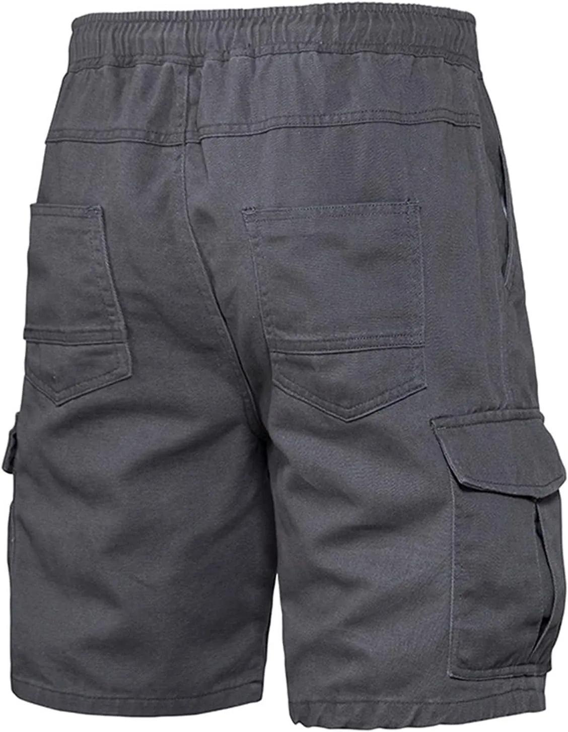 Muscularfit Mens Workout Shorts Regular Fit Drawstring Elastic Waist Tooling Shorts Cotton Multi Pockets Solid Cargo Shorts