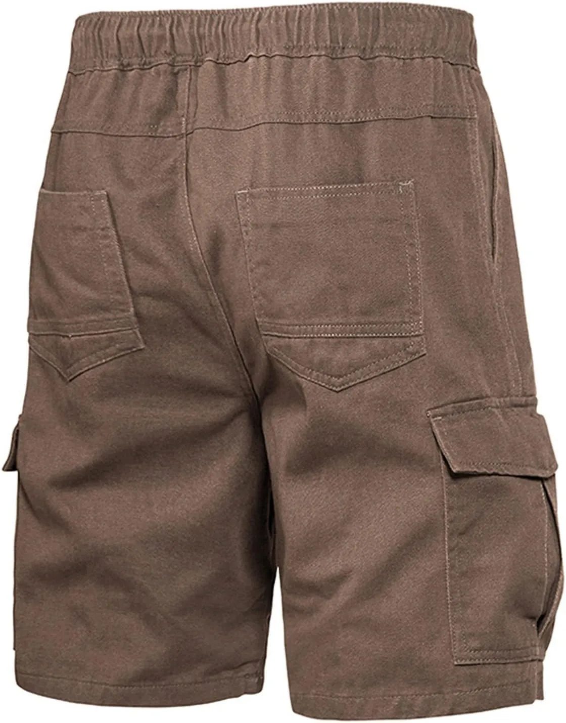 Muscularfit Mens Workout Shorts Regular Fit Drawstring Elastic Waist Tooling Shorts Cotton Multi Pockets Solid Cargo Shorts