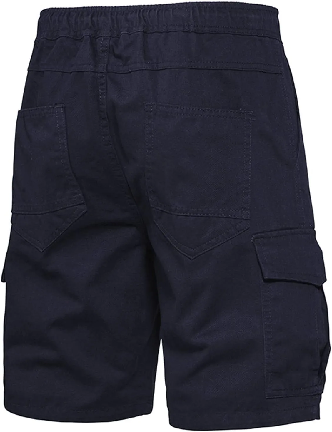 Muscularfit Mens Workout Shorts Regular Fit Drawstring Elastic Waist Tooling Shorts Cotton Multi Pockets Solid Cargo Shorts