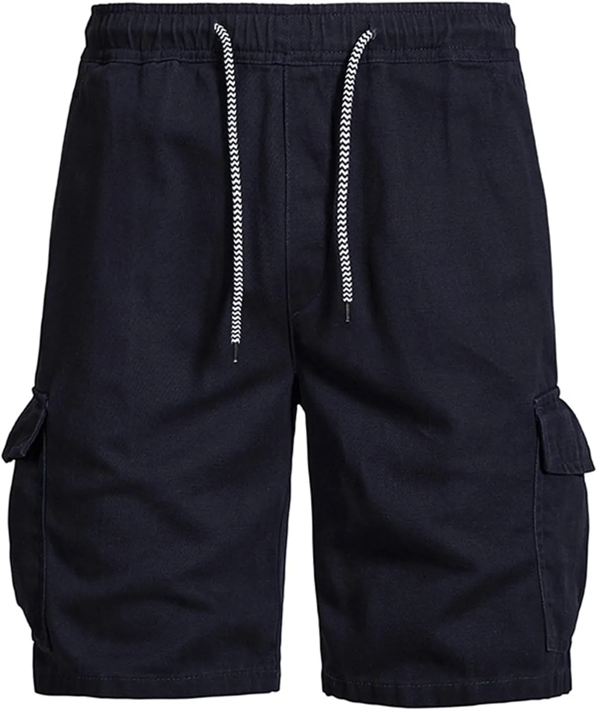 Muscularfit Mens Workout Shorts Regular Fit Drawstring Elastic Waist Tooling Shorts Cotton Multi Pockets Solid Cargo Shorts