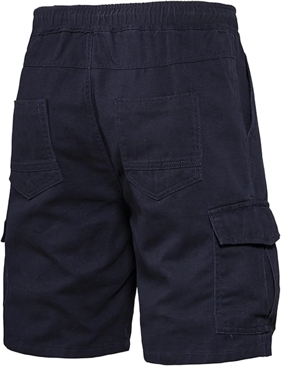 Muscularfit Mens Workout Shorts Regular Fit Drawstring Elastic Waist Tooling Shorts Cotton Multi Pockets Solid Cargo Shorts