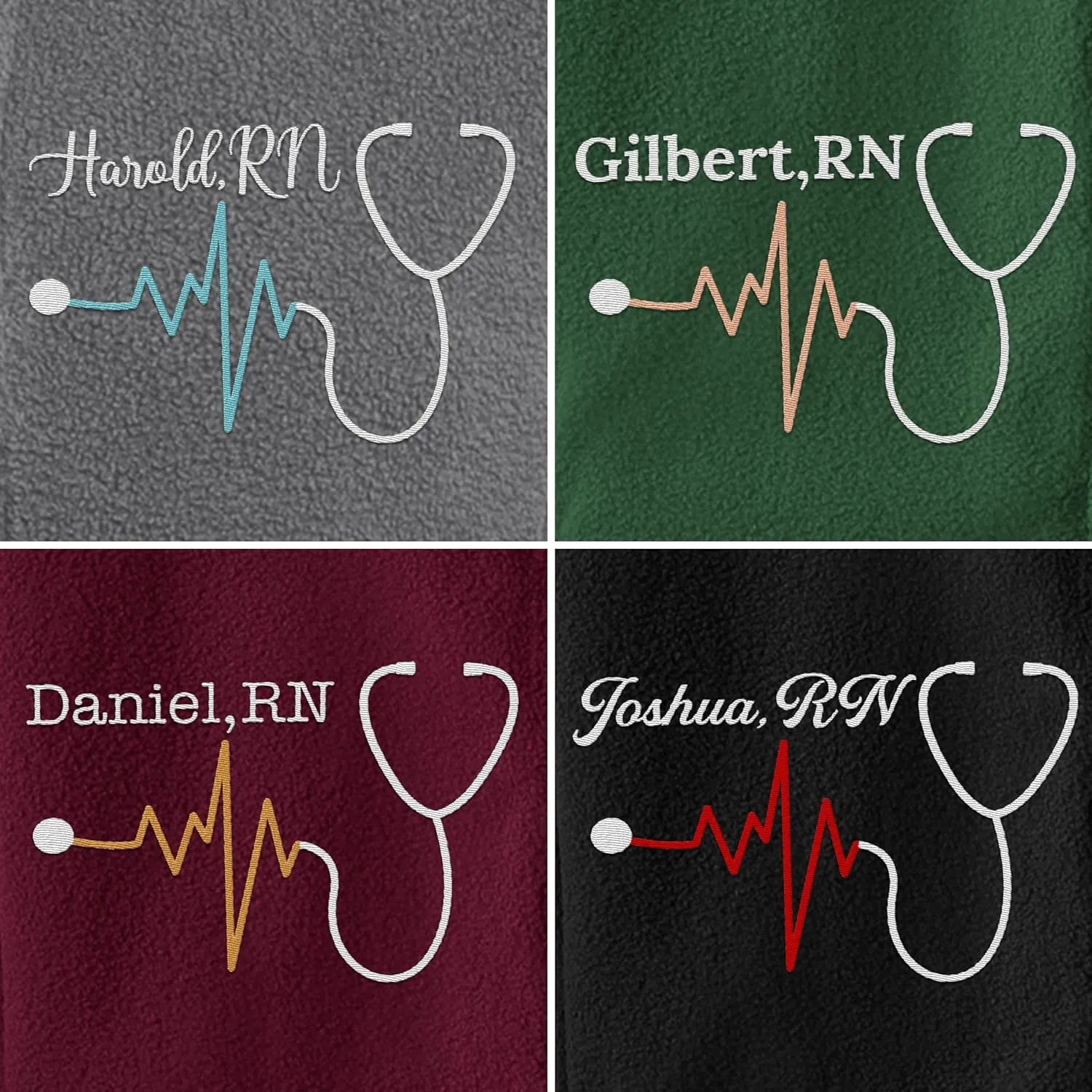 NACRE APPAREL Custom Embroidered Midweight Fleece Jacket for Men & Women Personalized Stethescope Print Jacket