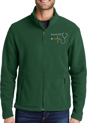NACRE APPAREL Custom Embroidered Midweight Fleece Jacket for Men & Women Personalized Stethescope Print Jacket