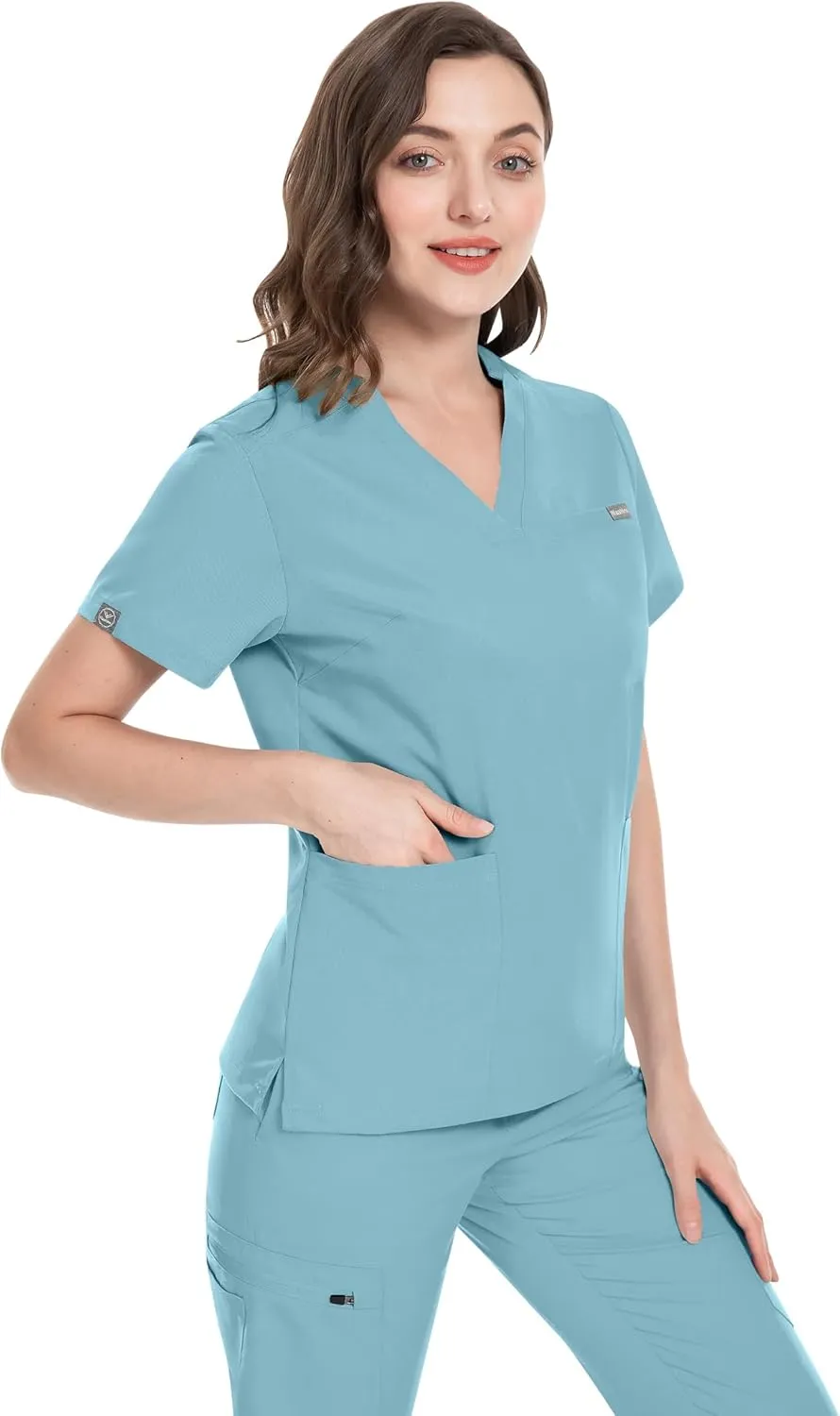 Niaahinn Classic Scrub Set for Women - Top Workwear & Yoga Jogger Pants Nursing Uniform