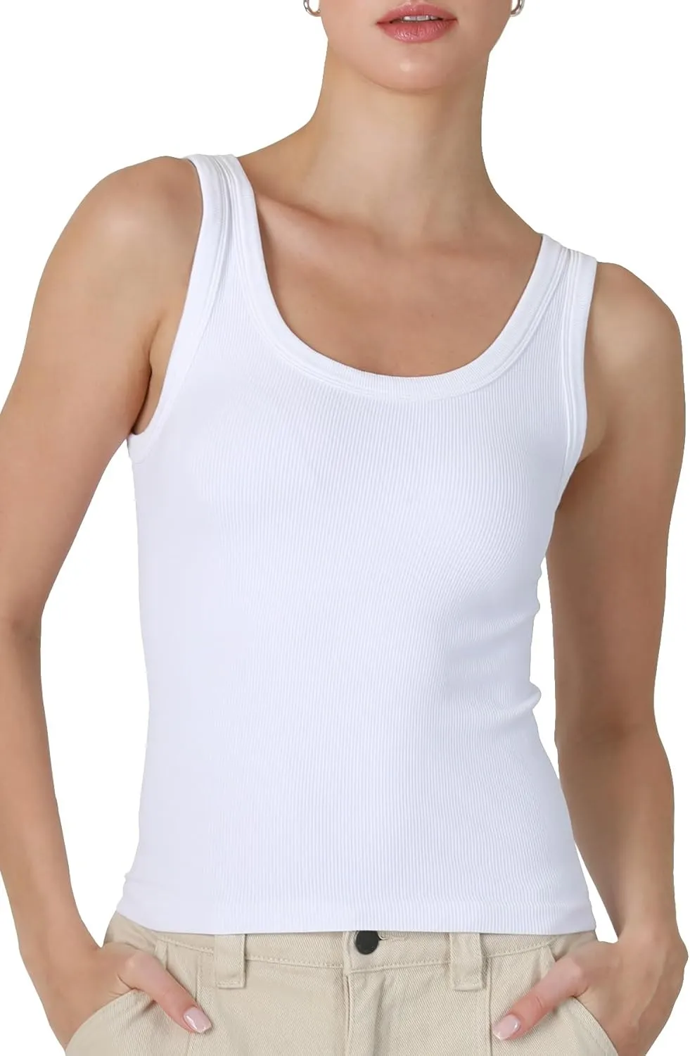 NIKIBIKI Women Seamless Reversible Ribbed Tank Top, Made in U.S.A, One Size