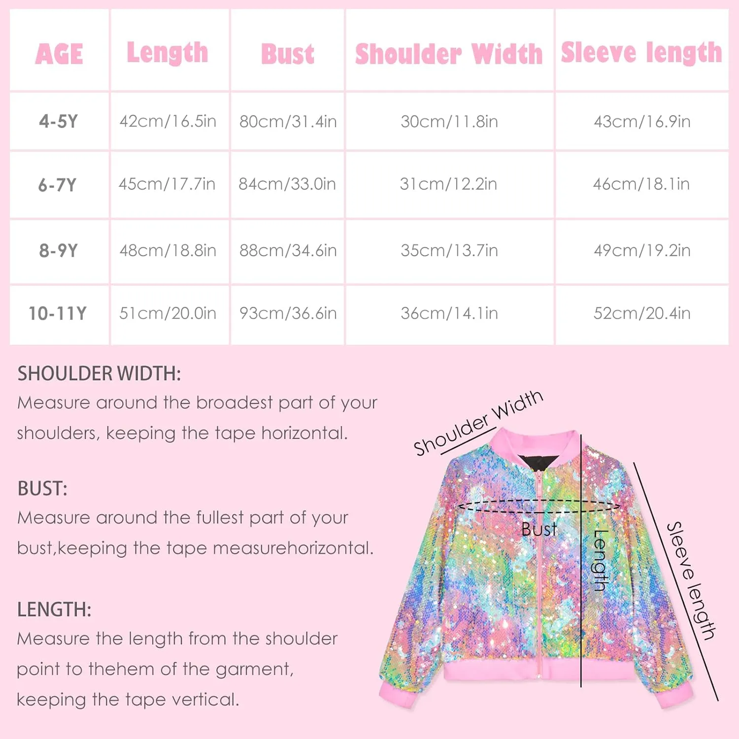 OlyPegic Girls Sequin Jackets Kids Bomber Jacket with Pockets Sparkle Outwear Glitter Zipper Coat Long Sleeve Birthday