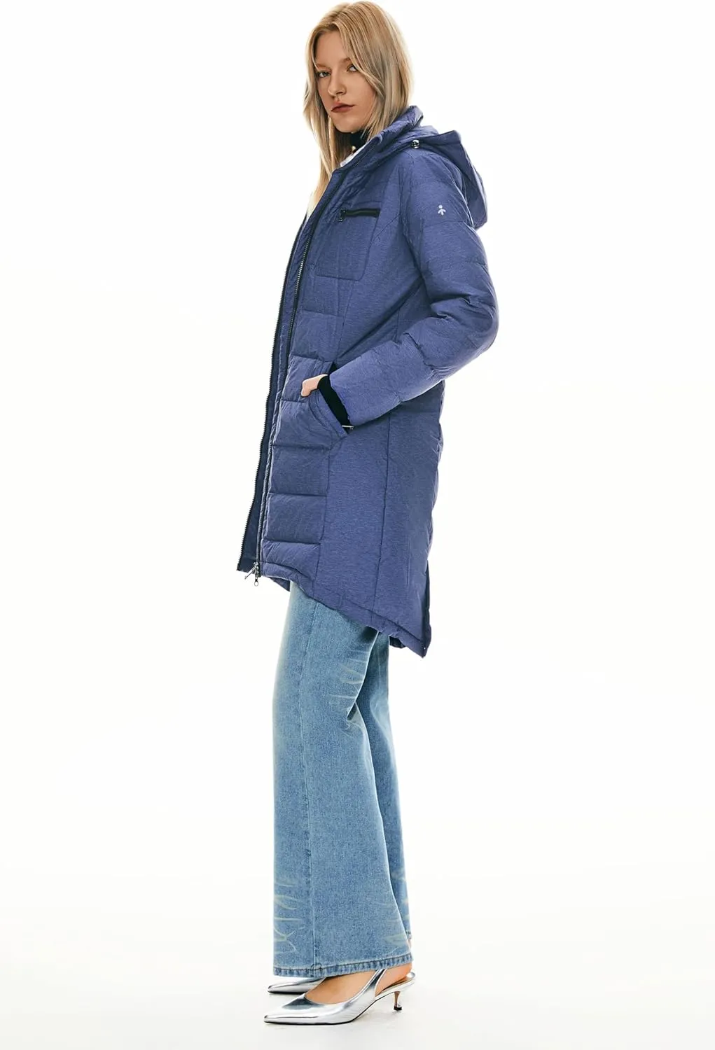 Orolay Women's Winter Down Jacket Long Quilted Puffer Coat Warm Hooded Slim Fit Outerwear