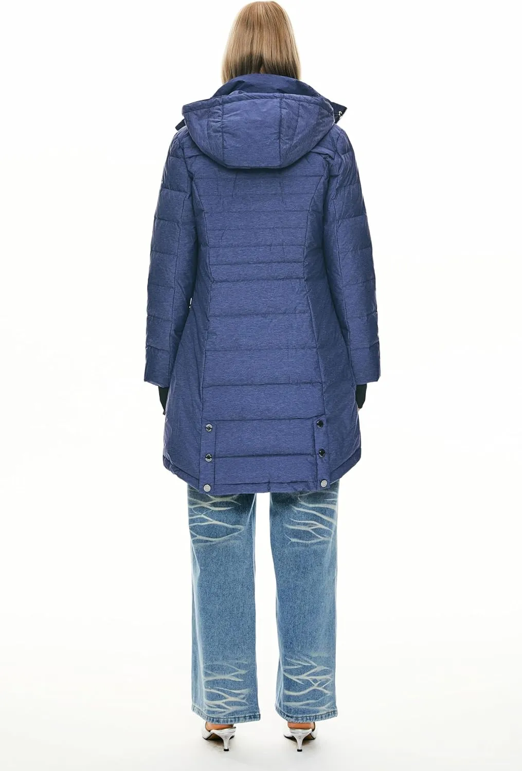 Orolay Women's Winter Down Jacket Long Quilted Puffer Coat Warm Hooded Slim Fit Outerwear