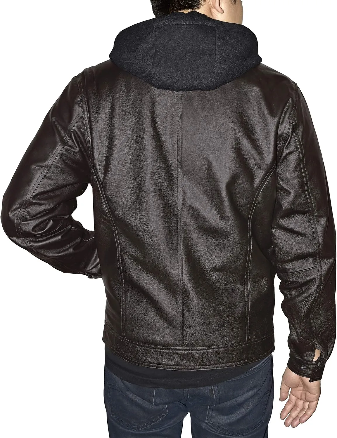 Outfitters Men's Genuine Leather Jacket Multi Pocket Racing Jacket Motorcycle Jacket