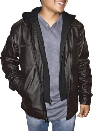 Outfitters Men's Genuine Leather Jacket Multi Pocket Racing Jacket Motorcycle Jacket