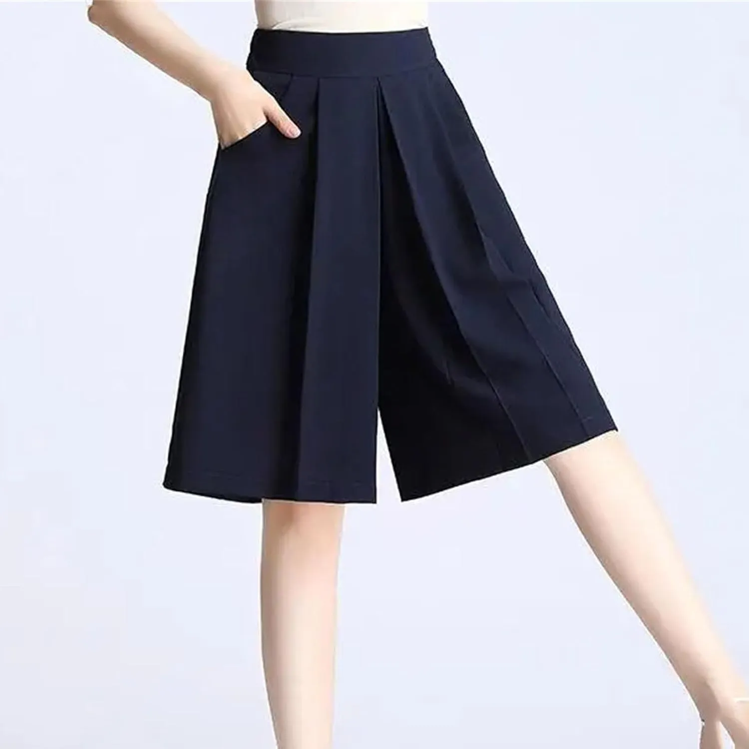 Oversized Chiffon Skirt High Waisted Shorts for Women Woman Black Ladies Womens Shorts Wide Leg Short Pants