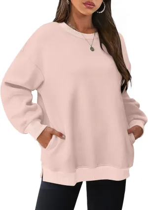 Oversized Sweatshirts for Women 2024 Trendy Long Sleeve Crewneck Tops Fall Sweaters Pullover Sweatshirt with Pockets