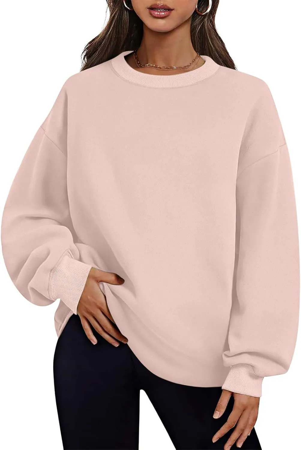 Oversized Sweatshirts for Women 2024 Trendy Long Sleeve Crewneck Tops Fall Sweaters Pullover Sweatshirt with Pockets
