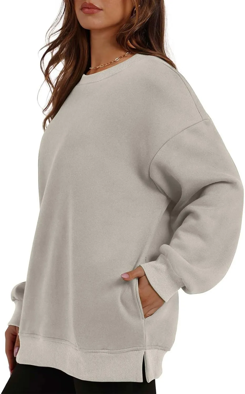 Oversized Sweatshirts for Women 2024 Trendy Long Sleeve Crewneck Tops Fall Sweaters Pullover Sweatshirt with Pockets