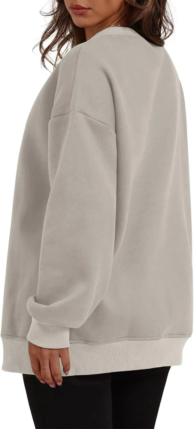 Oversized Sweatshirts for Women 2024 Trendy Long Sleeve Crewneck Tops Fall Sweaters Pullover Sweatshirt with Pockets