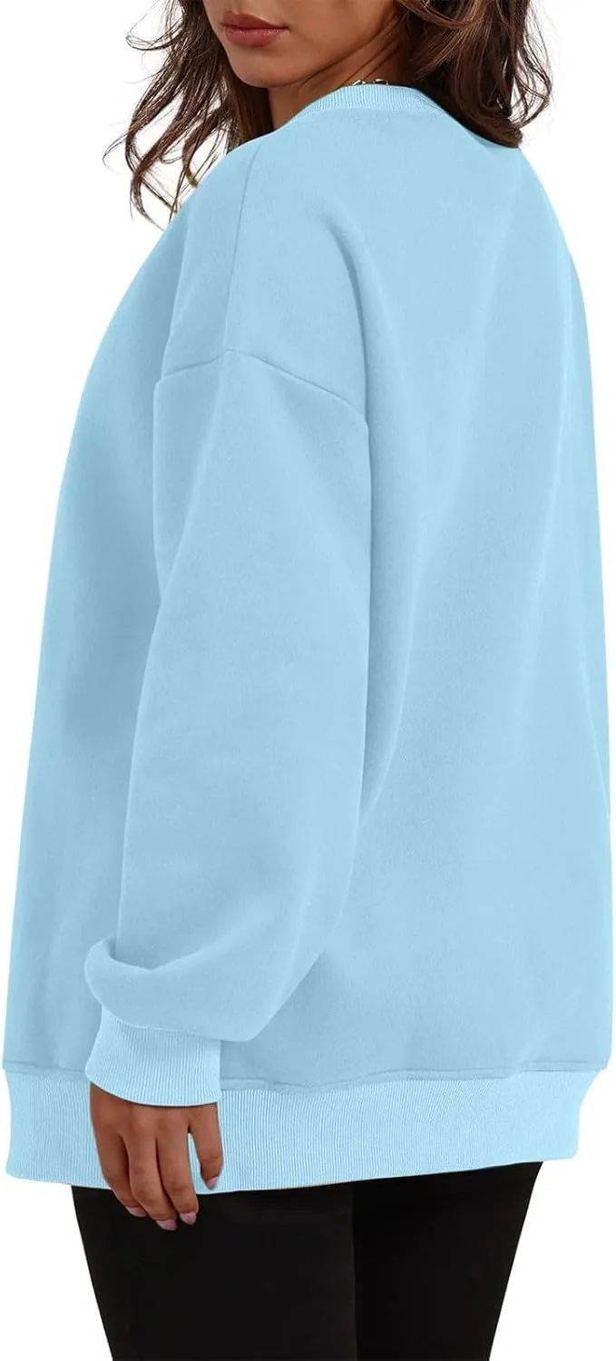Oversized Sweatshirts for Women 2024 Trendy Long Sleeve Crewneck Tops Fall Sweaters Pullover Sweatshirt with Pockets