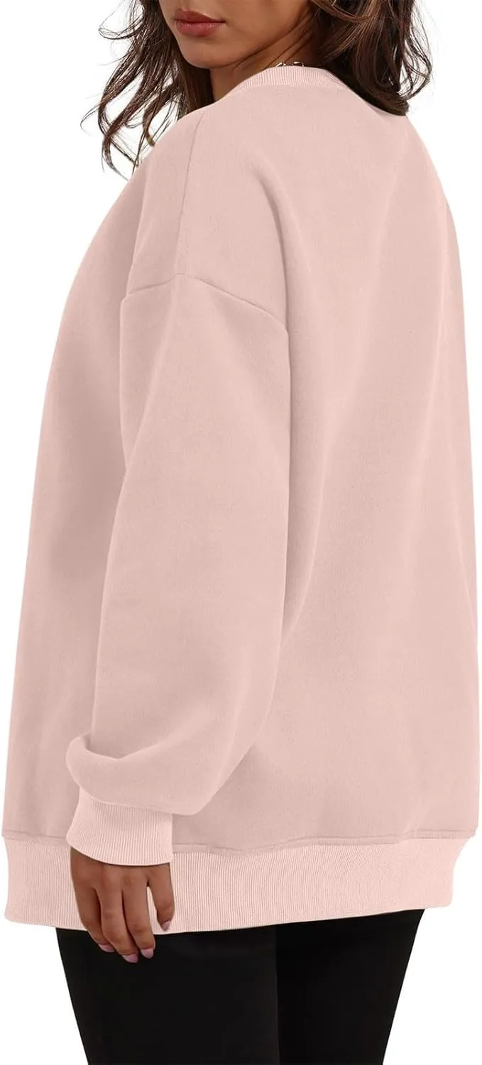 Oversized Sweatshirts for Women 2024 Trendy Long Sleeve Crewneck Tops Fall Sweaters Pullover Sweatshirt with Pockets